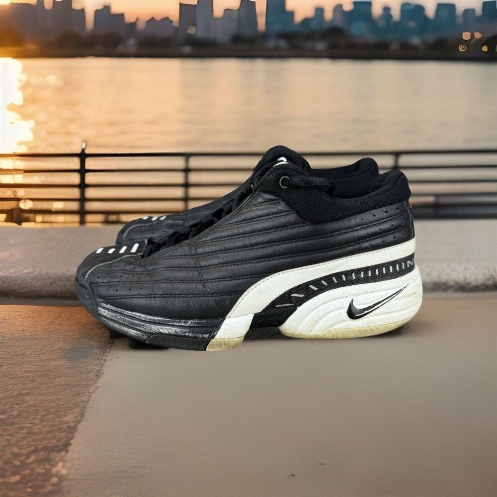 ✅VTG Nike Basketball Shoes Men's 7.5 Air Dura Mid Black Leather Sneakers 830251